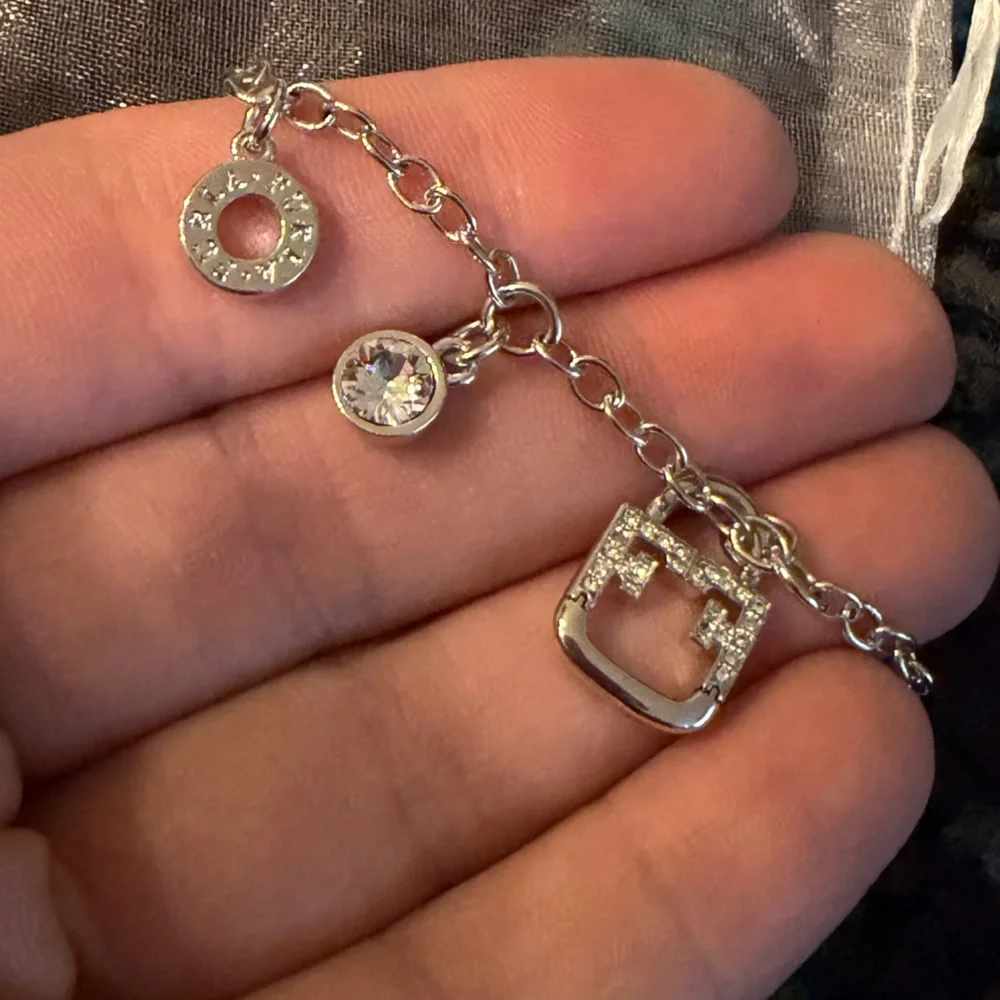 Furla Silver Charm Bracelet with Swarovski Crystals
